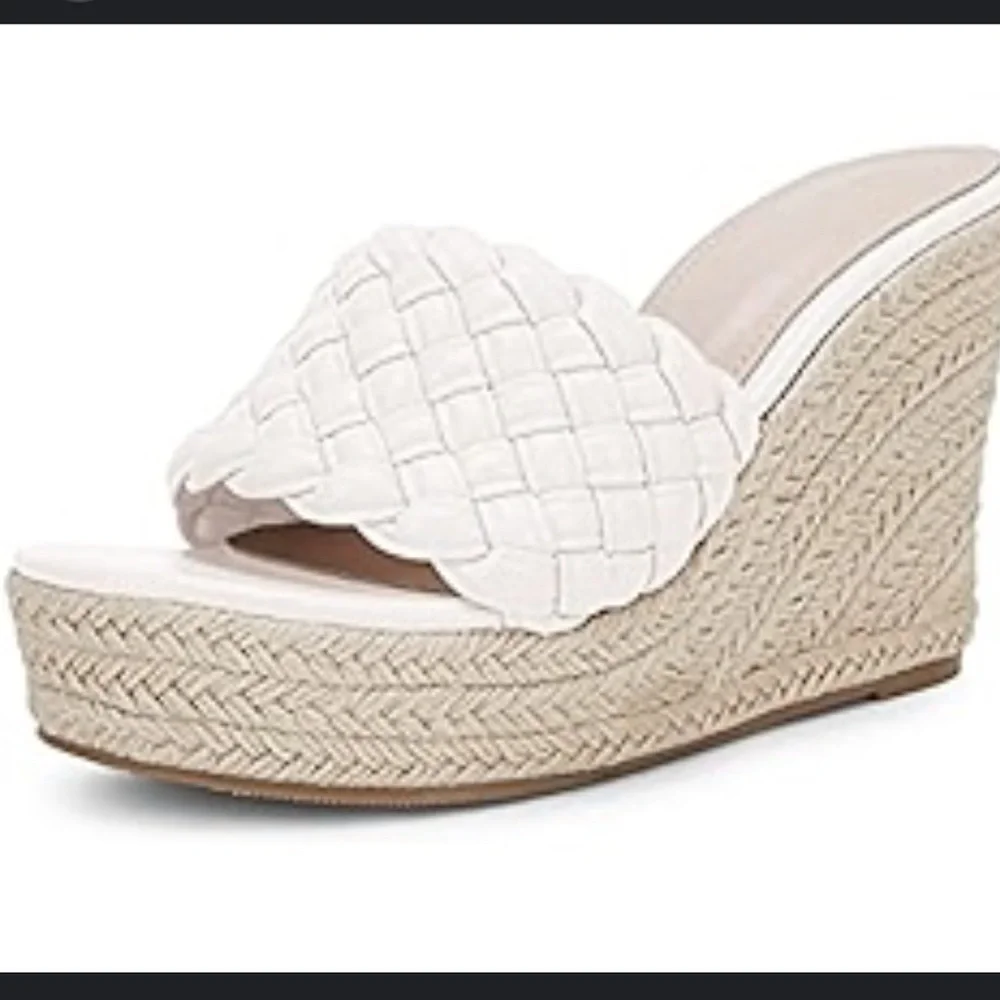 Emerson wedge platform chunky mule sandal heels cream size 11 NWT - Picture 5 of 5